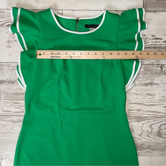 Tommy Hilfiger Green Sheath Dress Ruffle Sleeves Size 6 - Picture 6 of 10